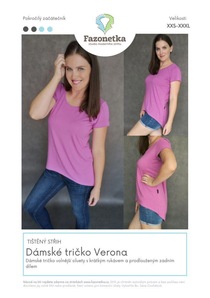 Tištěný střih na dámské tričko Verona vel. XXS-XXXL