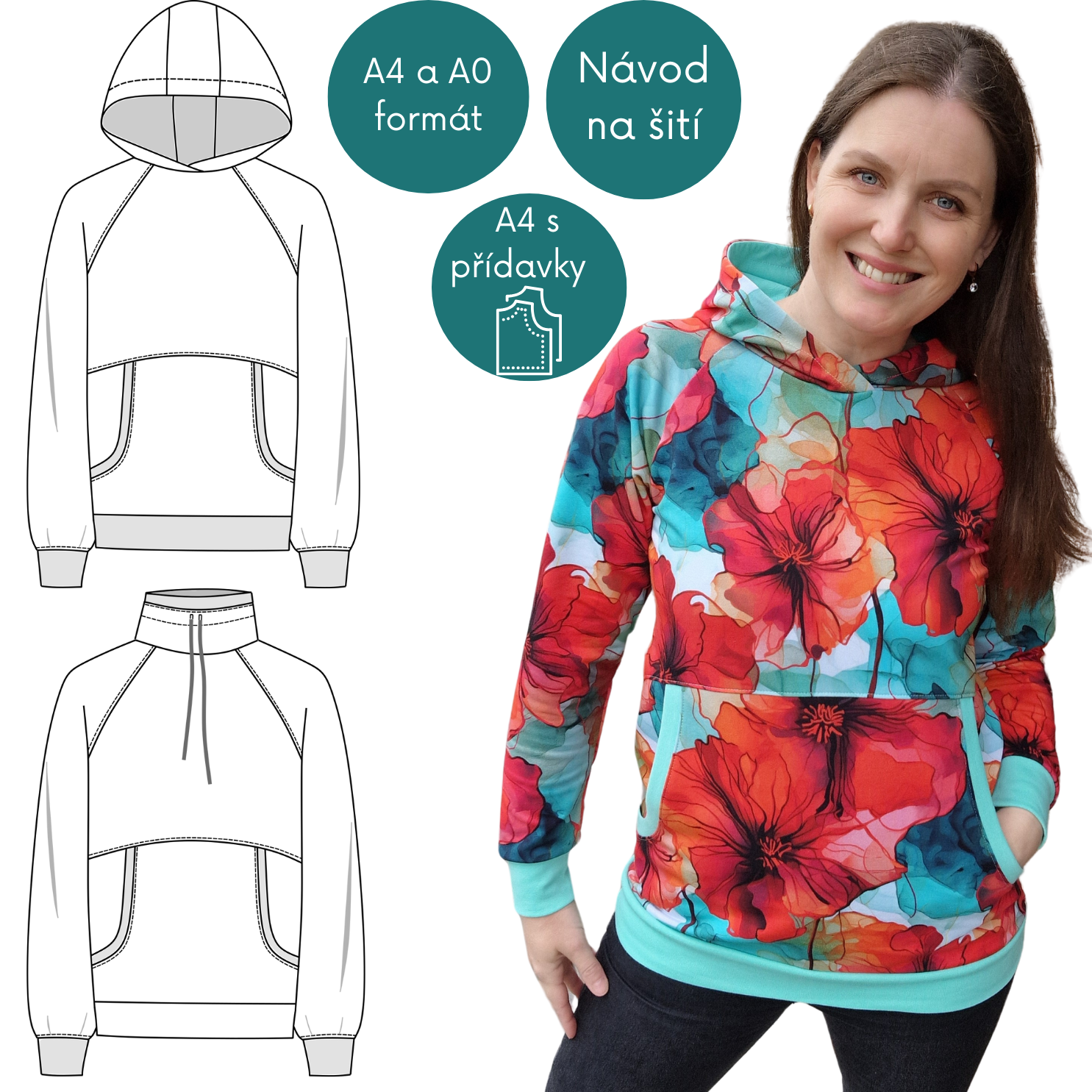 Střih dámská mikina Jiřinka vel.XXS-XXXL (55)