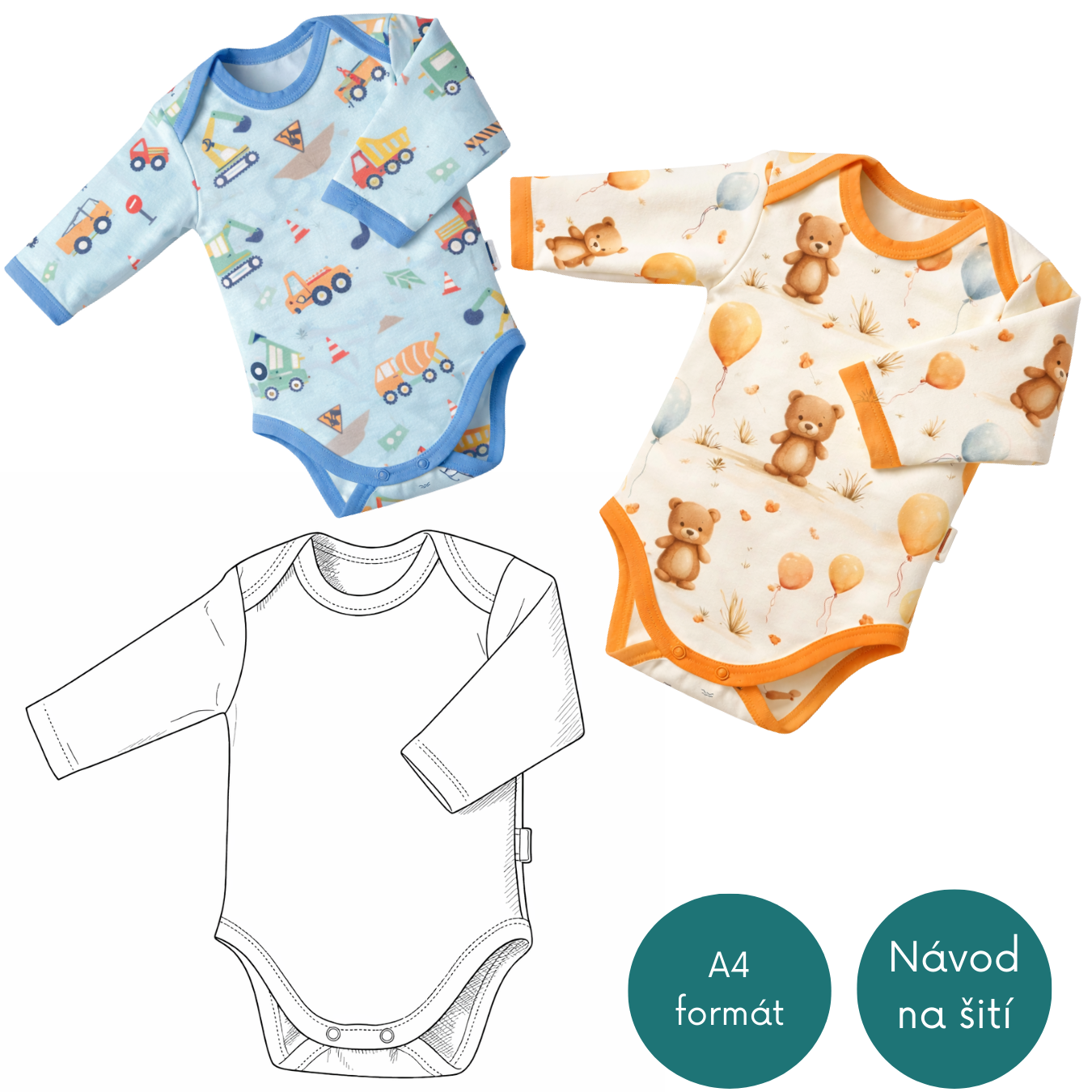 Střih na dětské bodyčko vel.50-86 (58)