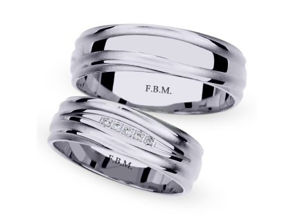 Snubní prsteny bílého zlata zdobené pískováním osazené zirkony 1267.1