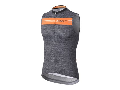Cyklistický dres Dotout Stripe Sleeveless Jersey - Melange Dark Grey/Fluo