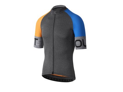 Cyklistický dres Dotout Spin Jersey - Melange Dark Grey/Fluo Orange/China Blue