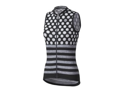 Dámský cyklistický dres Dotout Up W Sleeveless - Black/White/Melange Light Grey