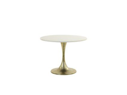 Príručný stolík Ø61x41 cm RICKERD biely mramor + antický bronz