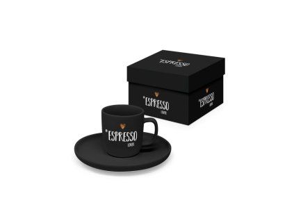 Šálka s tanierikom Espresso lover čierna 100ml