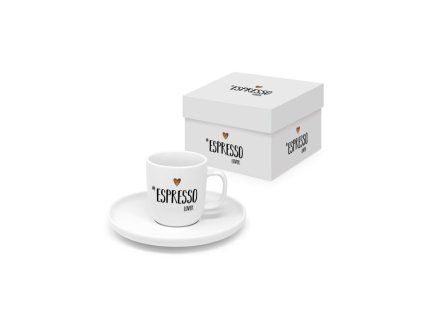 Šálka s tanierikom Espresso lover biela 100ml