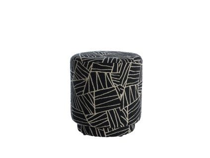 Puf Ø40x44 cm DAVONTE čierno-biely