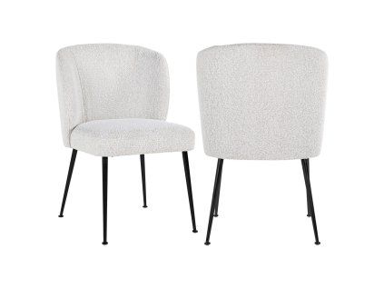 Jedálenská stolička Fallon white bouclé
