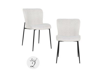 Jedálenská stolička Darby biela bouclé (Sada 2 ks)