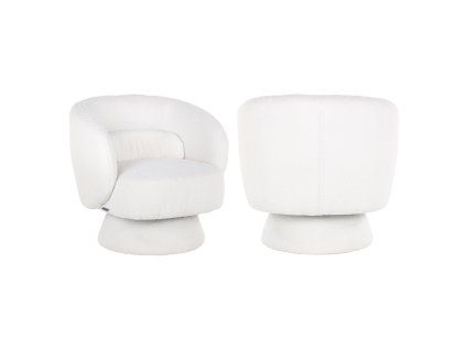Otočné kreslo Senna biele chlpaté