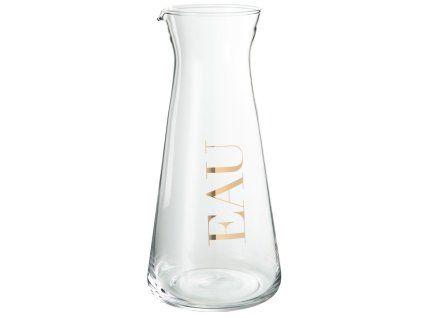 Karafa na vodu EAU so zlatým nápisom