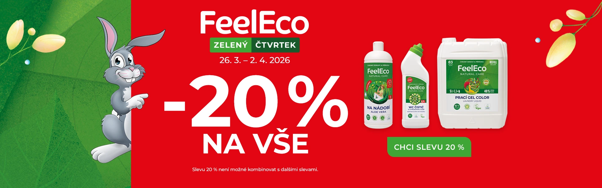SLEVA 20 % - ZELENÝ ČTVRTE 26. 3. - 2. 4. 2026