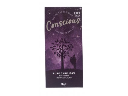 Conscious čokoláda – Tmavá 100%, vegan & raw, 60 g