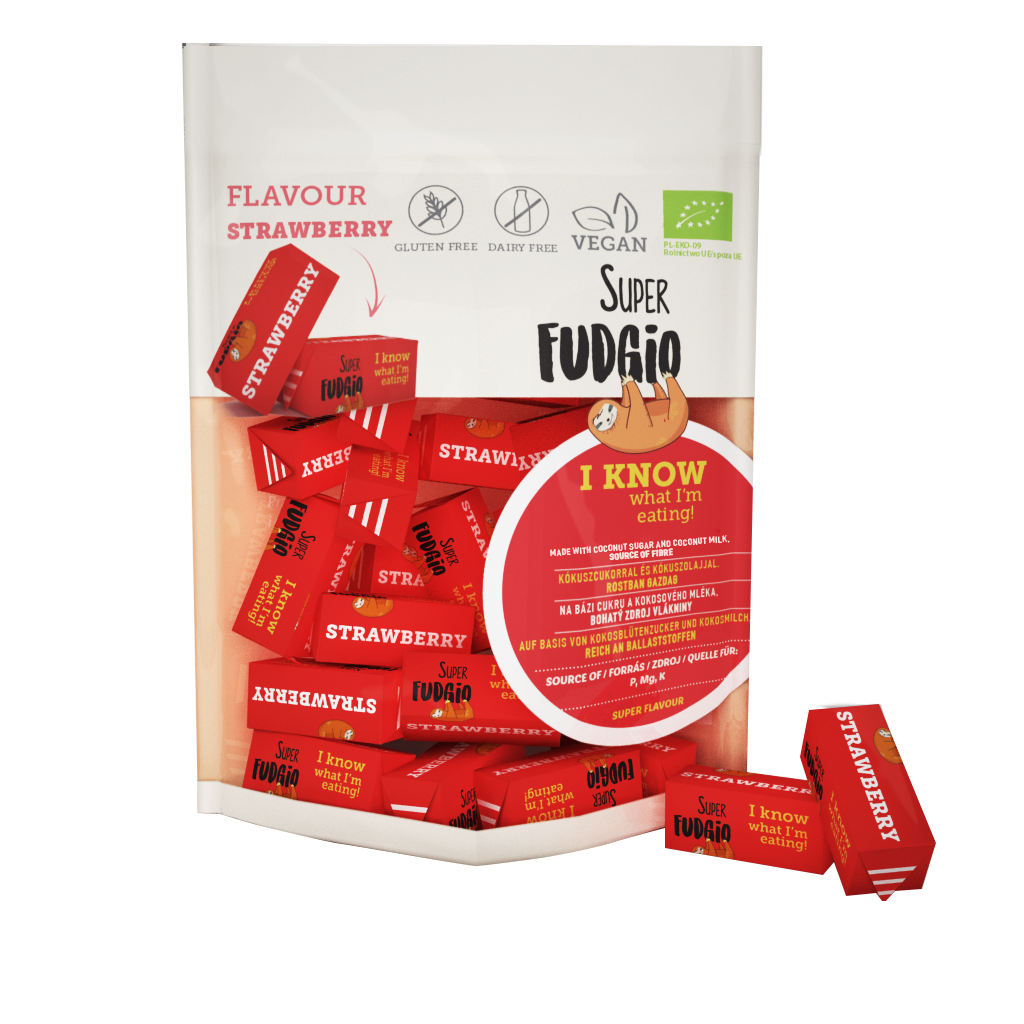 Veganské karamely - jahoda, bio – Super Fudgio, 150 g