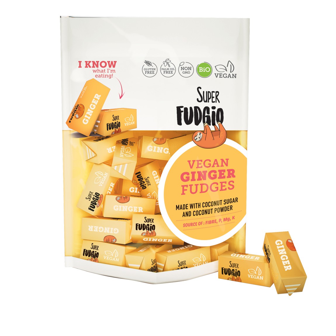 Veganské karamely - zázvor, bio – Super Fudgio, 150 g