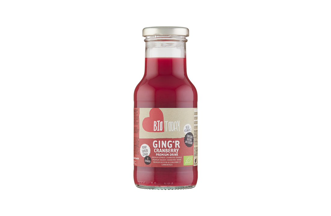 Ging’r prémiový zázvorový nápoj s brusinkami - Bio Today, 250 ml