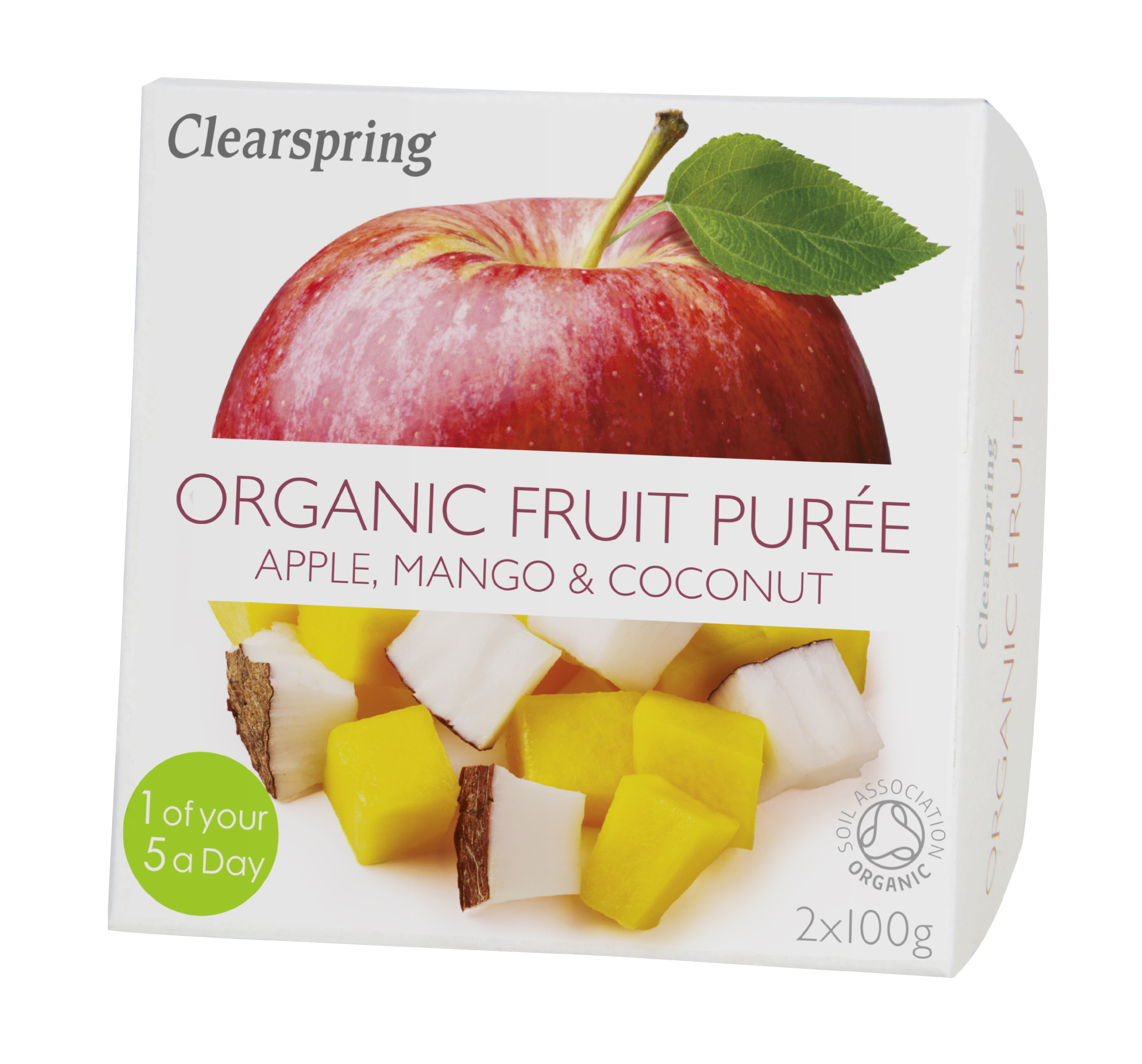 Ovocné pyré – jablko, mango a kokos, bio - Clearspring 2 x 100 g