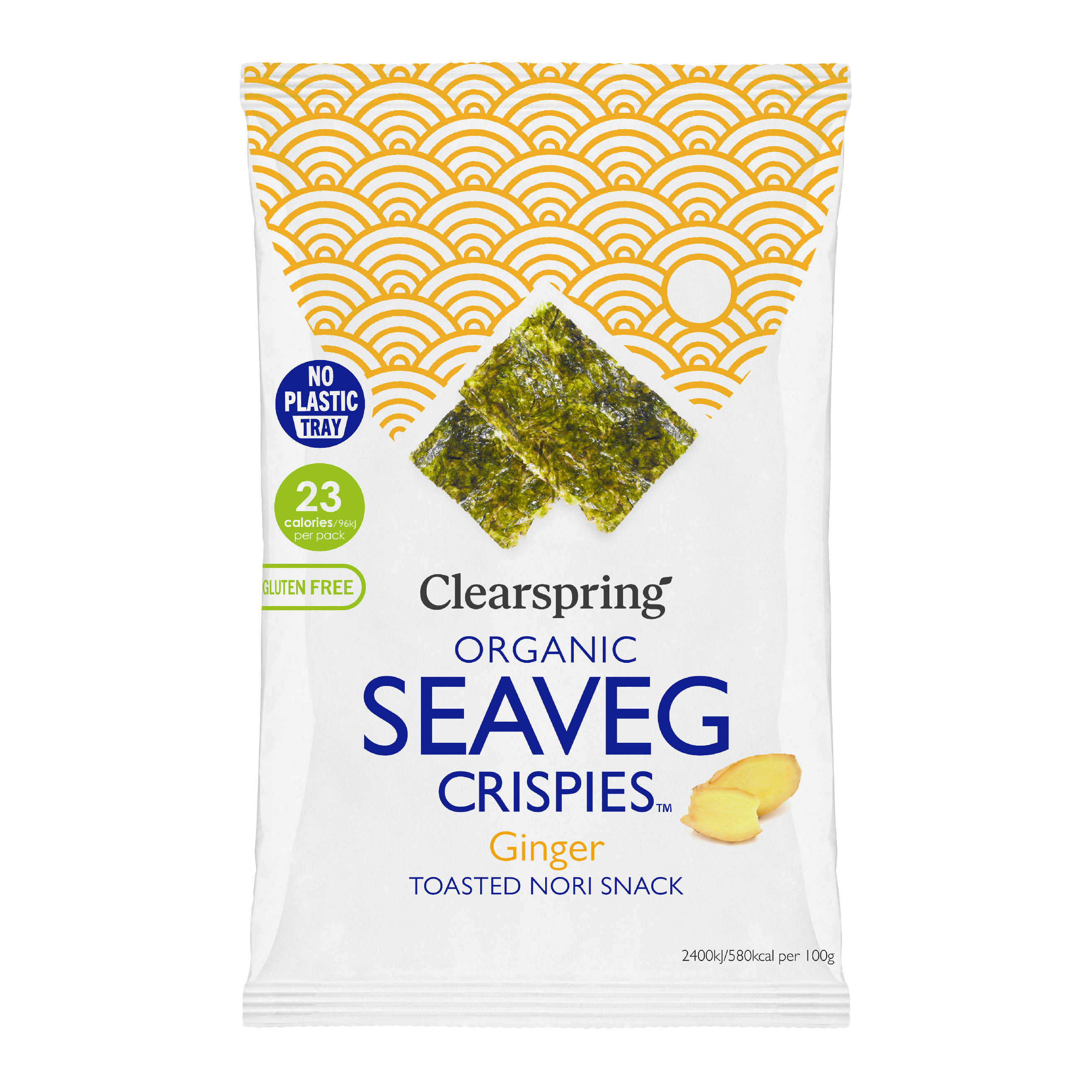 Seaveg Crispies - Křupky z mořské řasy Nori se zázvorem, bio – Clearspring, 4g