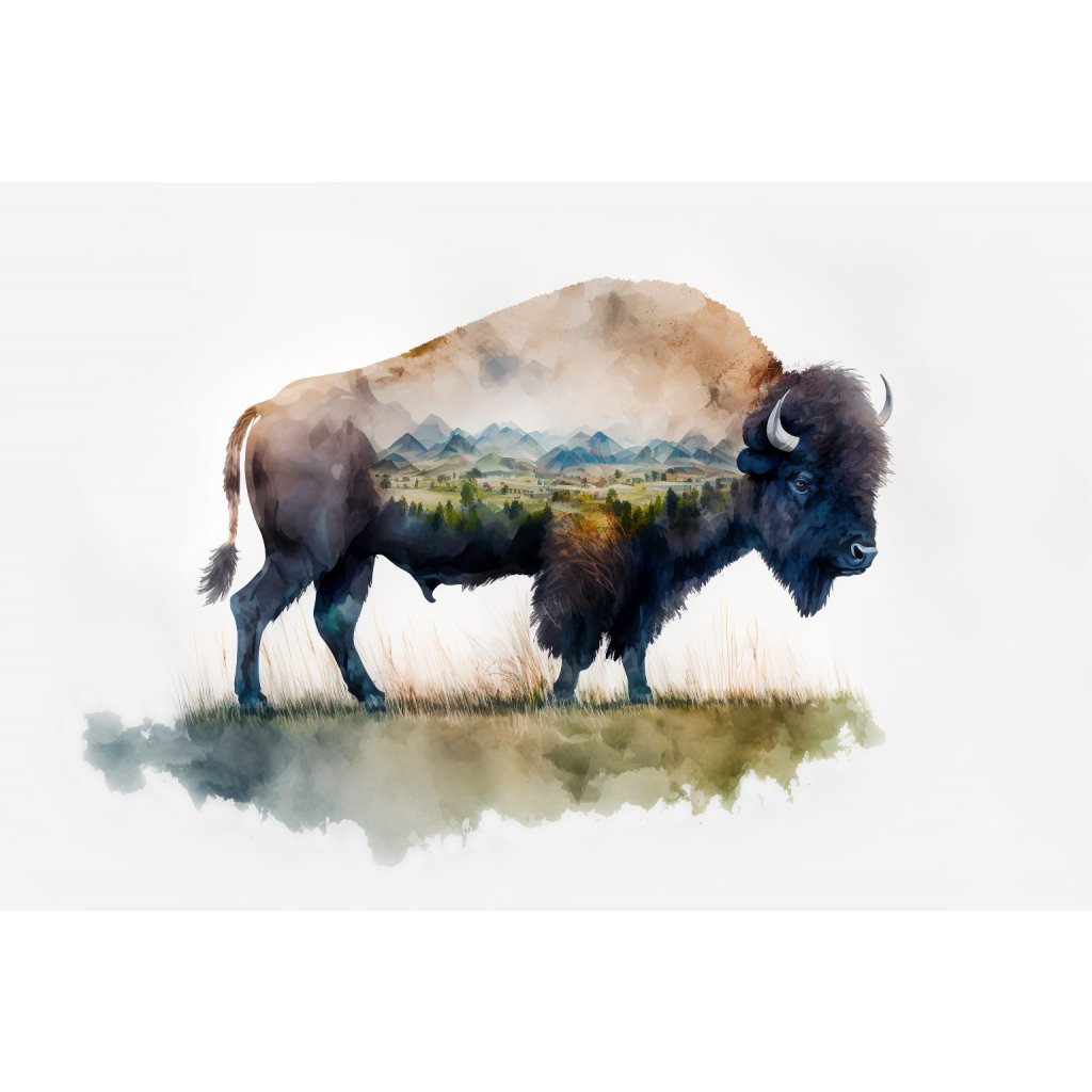 Bison watercolor 1
