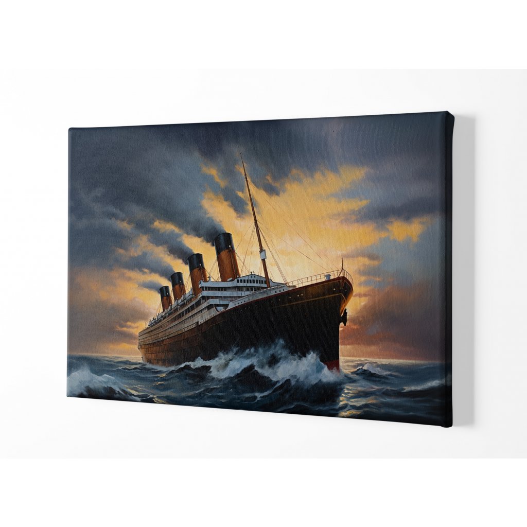 Luxusní obraz na plátně - Parník, oceán, moře, loď, romantika, pára, noc
