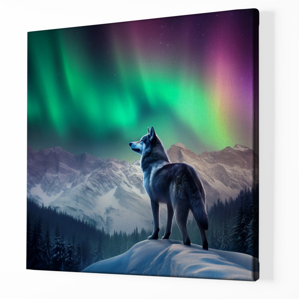 01 7981 vlk obecny polarni zare hory snih lesy zima priroda obraz na platne