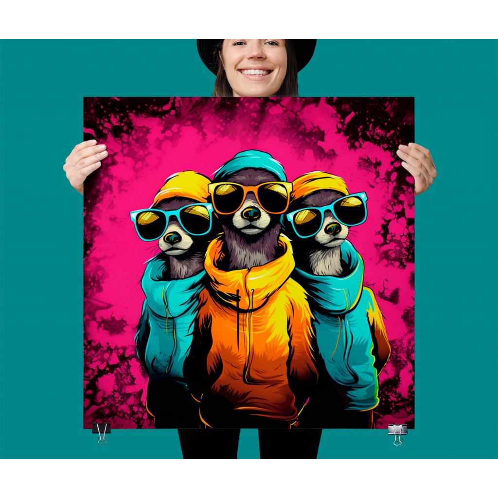 00 8214 kreslena barevna surikata meerkat surikaty gang obrazek plakat