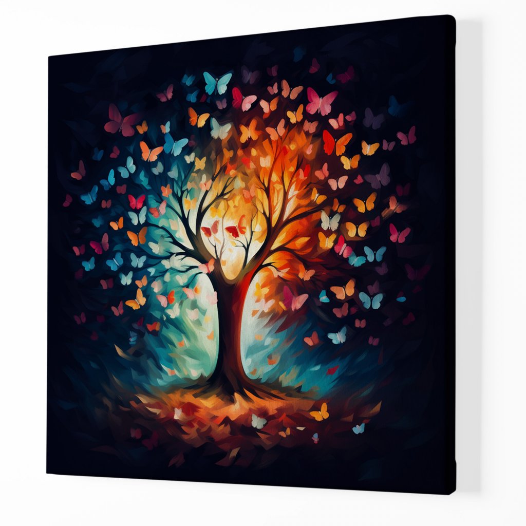 01 8217 barevny strom zivota motyl motyli noc obraz na platne
