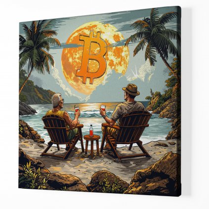 Bitcoin Týpci na dovolené ,Obraz na plátně perspektiva