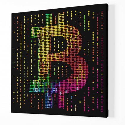 Bitcoin barevné tečky ,Obraz na plátně perspektiva
