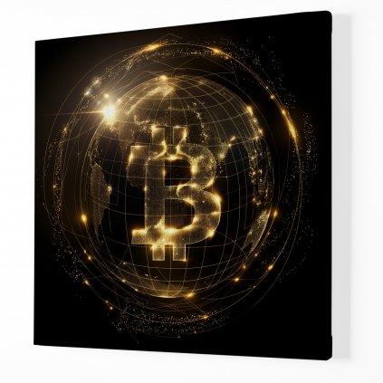 Bitcoin Zářící země ,Obraz na plátně perspektiva