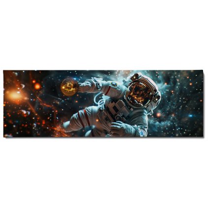 Bitcoin, Astronaut štosuje ve vesmíru ,Obraz na plátně náhled