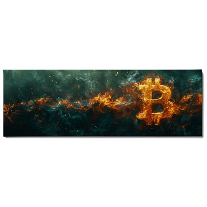 Bitcoin in Fire Emerald ,Obraz na plátně náhled