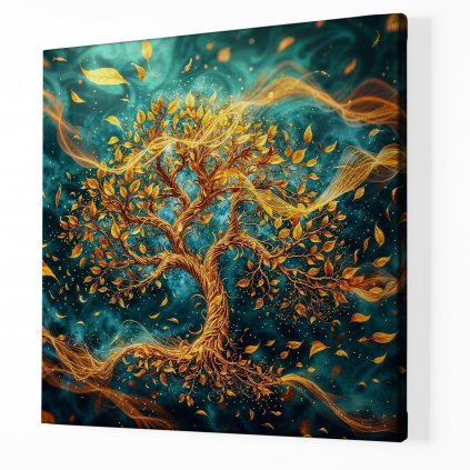 Strom života Zlaté vlnky ,Obraz na plátně perspektiva