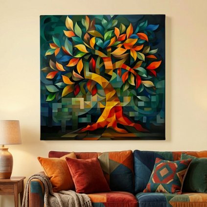 Strom života Divoké kreace obraz na plátně barevný gauč