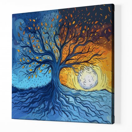 Strom života Den i noc ,Obraz na plátně perspektiva