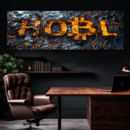 Bitcoin HOBL HODL Lava Obraz na plátně kancelář, tmavá zeď