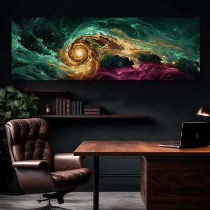 Galaxie Cosmeo Obraz na plátně kancelář, tmavá zeď