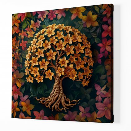 Strom života Květy zlatavé ,Obraz na plátně perspektiva