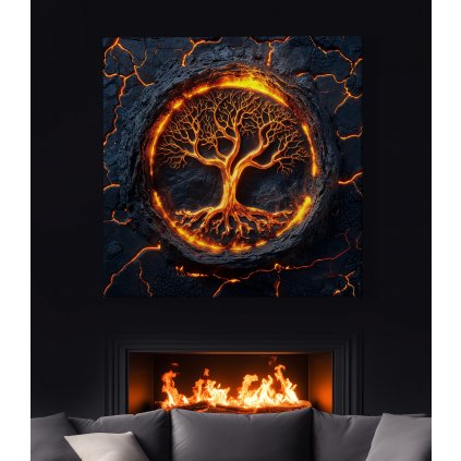 Strom života Lava Grande obraz na plátně černý krb