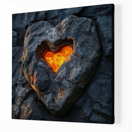 Kamenné srdce s lávou ,Obraz na plátně perspektiva