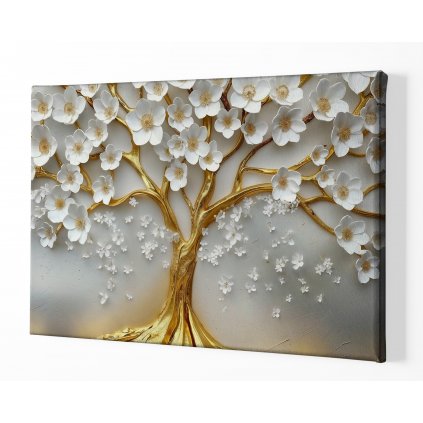 Strom života zlatý Bílý květ ,perspektiva