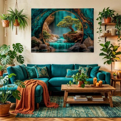 Obývák tyryks Strom života Dub nad vodopády