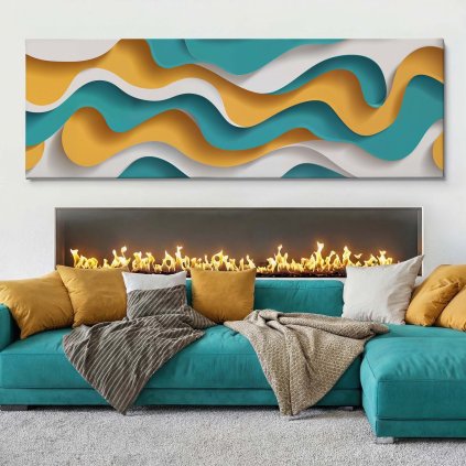 Středozemní tep Obraz na plátně bílý dlouhý krb