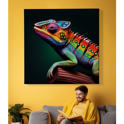 01 6114 barevna jesterka plaz chameleon gekon obraz na platne