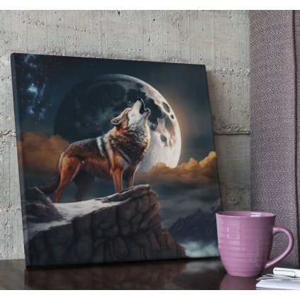 mockup of an art canvas on a wooden table 25867333