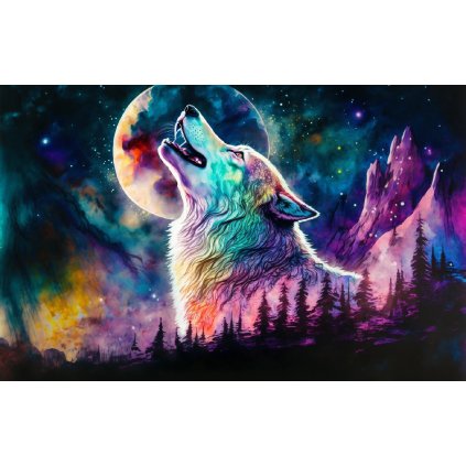 the wolf howls at the moon watercolor