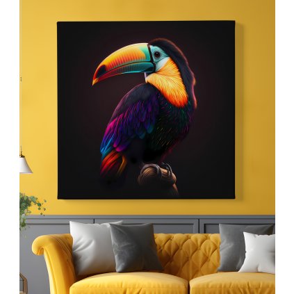 c1 obraz na platne barevny tukan ptak