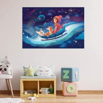 girl flying in the sleds poster m02