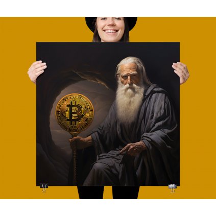 plakat bitcoin strazce s zezlem hodl satoshi nakamoto 01