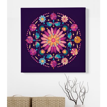 obraz na platne mandala kvetina ornamenty fialova 02